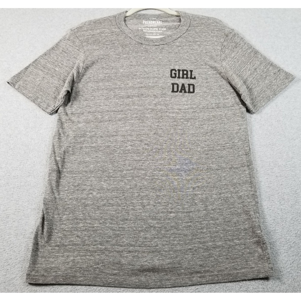 Phenomenal Girl Dad T‎ Shirt Men's Large L Gray Graphic Tee Short Sleeve Stretch